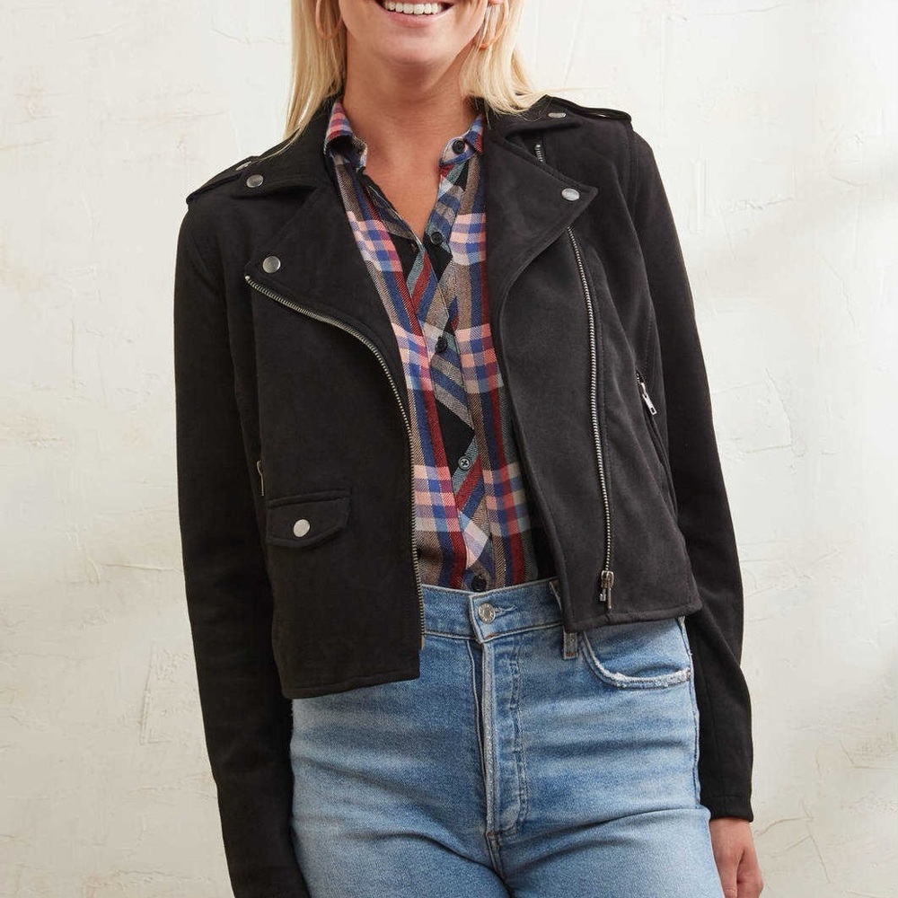Rag Poets Black Moto Jacket - Size M
